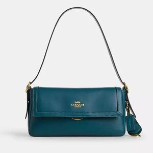 *NWT* COACH Etta Small Flap Shoulder Bag, Smooth Leather Purse In Teal Ink